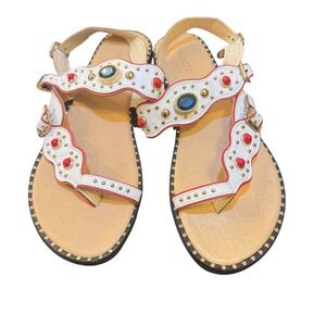 Wanted Embellished Sandals Jewel Accent Toe Thong Strap‎ Flats 10 women's EUC